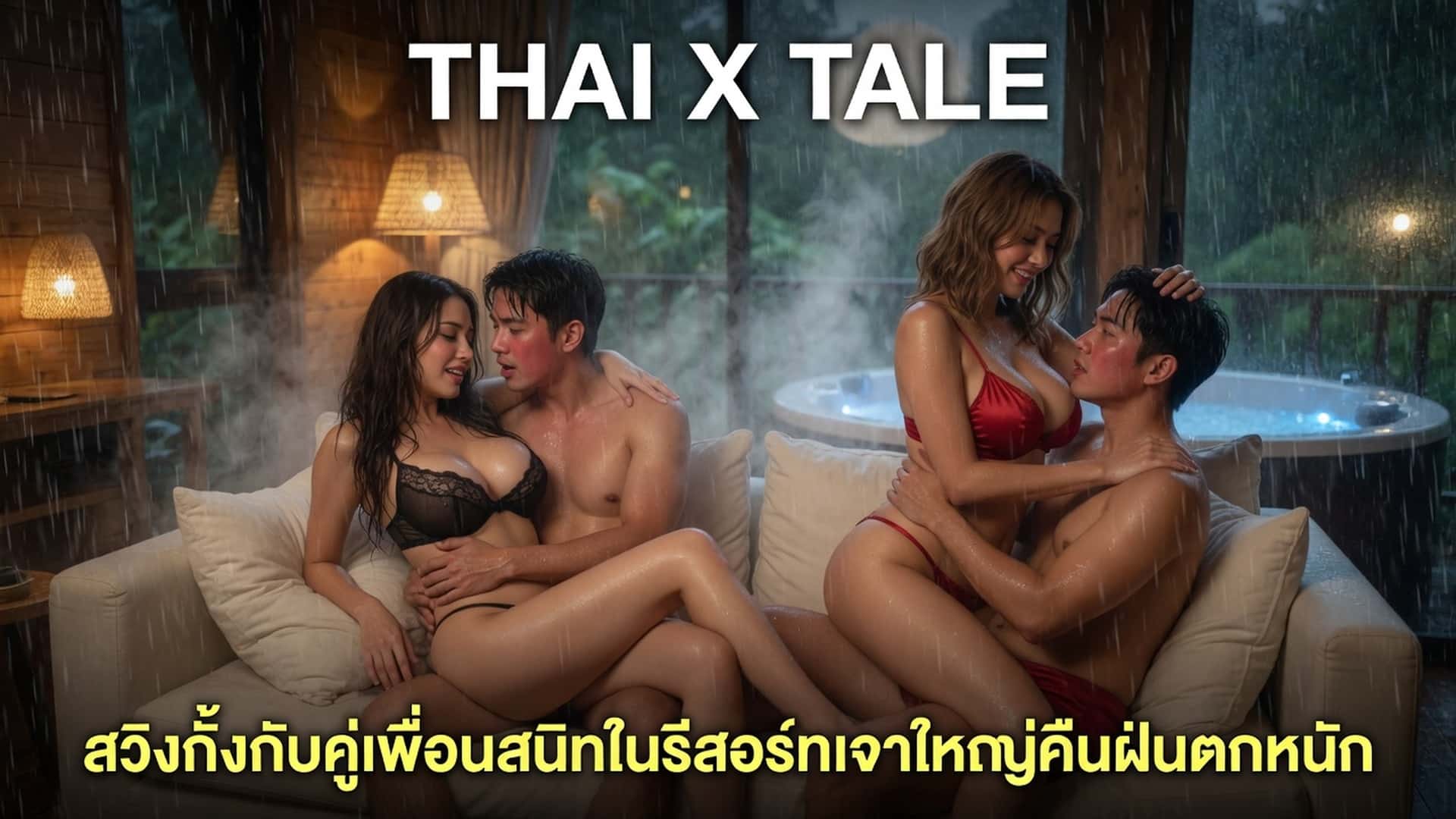 เรื่องเสียว สวิงกิ้งกับคู่เพื่อนสนิทในรีสอร์ทเขาใหญ่คืนฝนตกหนัก | ThaiXTale