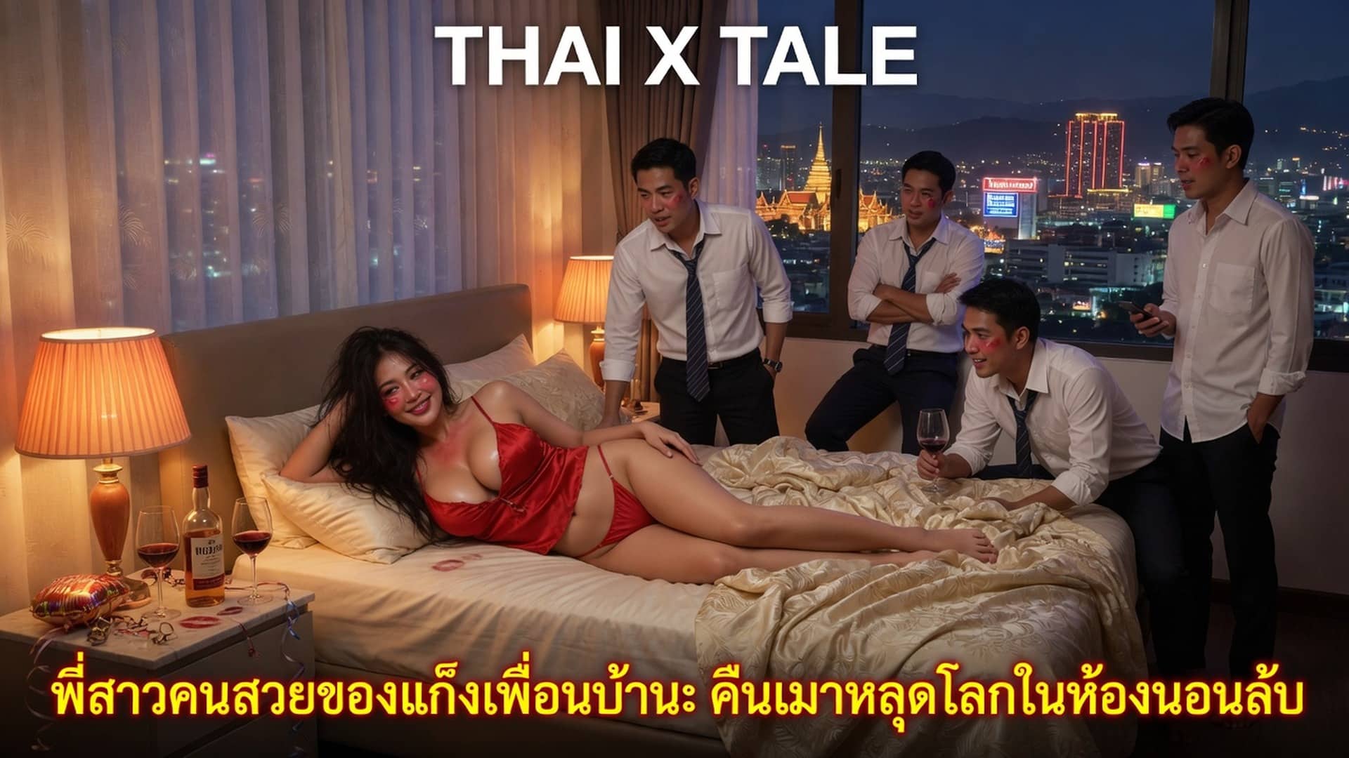 เรื่องเสียว พี่สาวคนสวยของแก๊งเพื่อนบ้าน: คืนเมาหลุดโลกในห้องนอนลับ | ThaiXTale