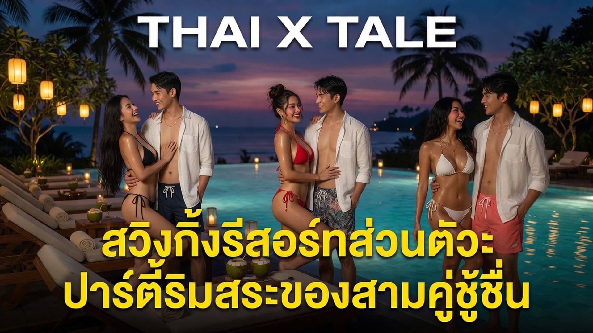 เรื่องเสียว สวิงกิ้งรีสอร์ทส่วนตัว: ปาร์ตี้ริมสระของสามคู่ชู้ชื่น | ThaiXTale